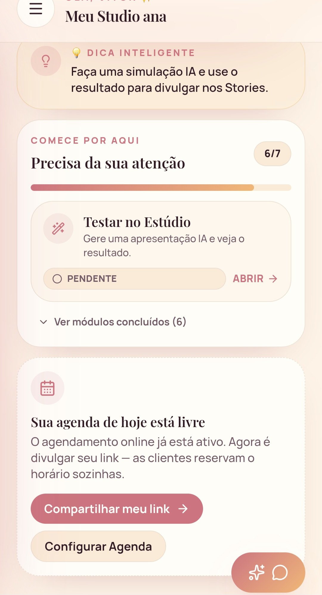 Checklist inteligente e próximos passos